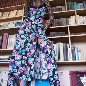 AFRM Floral and Leopard Print Midi Dress